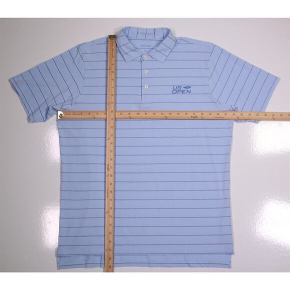 B. Draddy US Open Tennis Blue Striped Golf Polo Shirt Cotton Stretch Men's Small - Picture 5 of 8